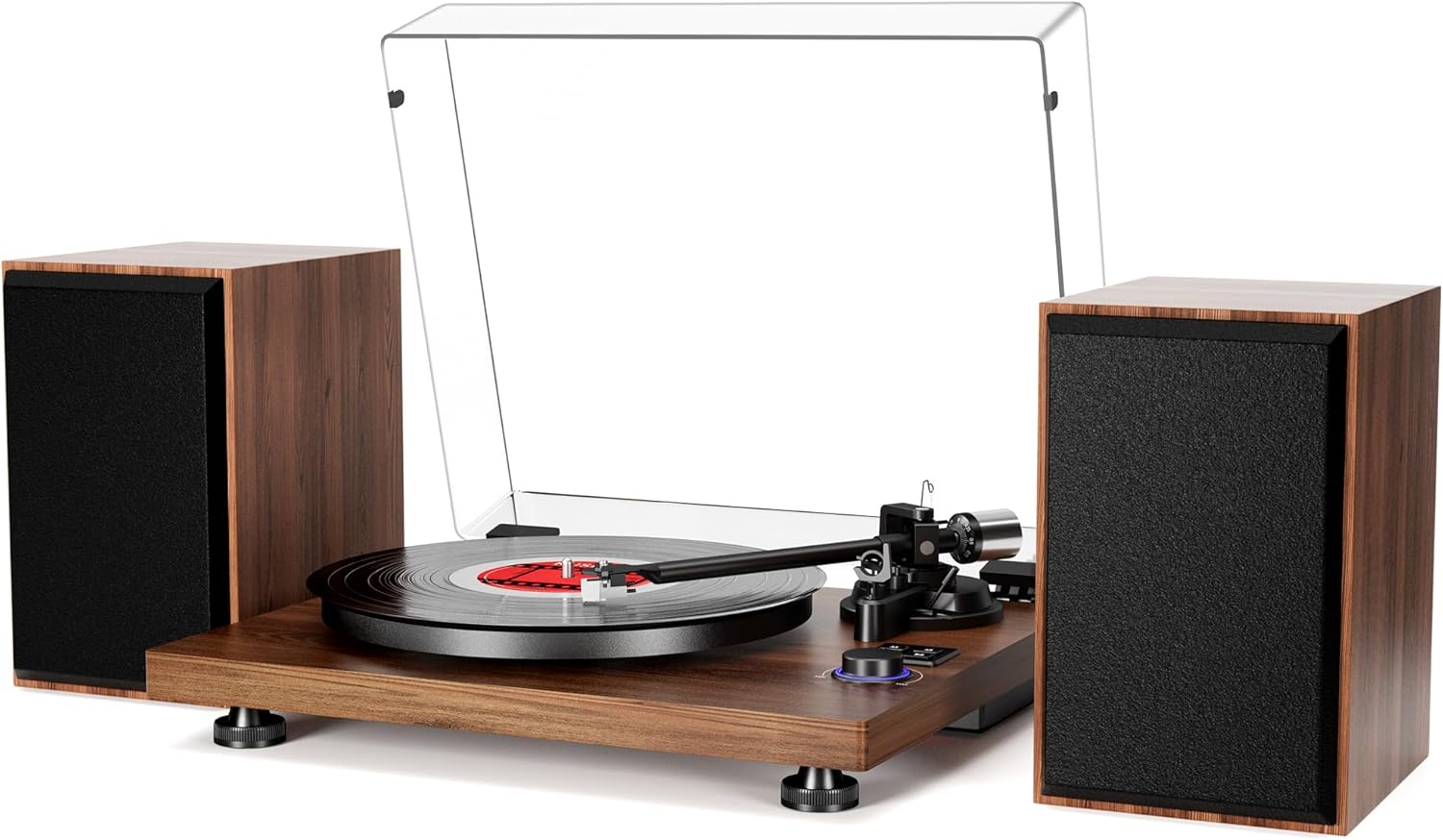 Bluetooth USB Turntable, Turntable with Speaker, Compact Stereo System and Adjustable Counterweight, RCA Output