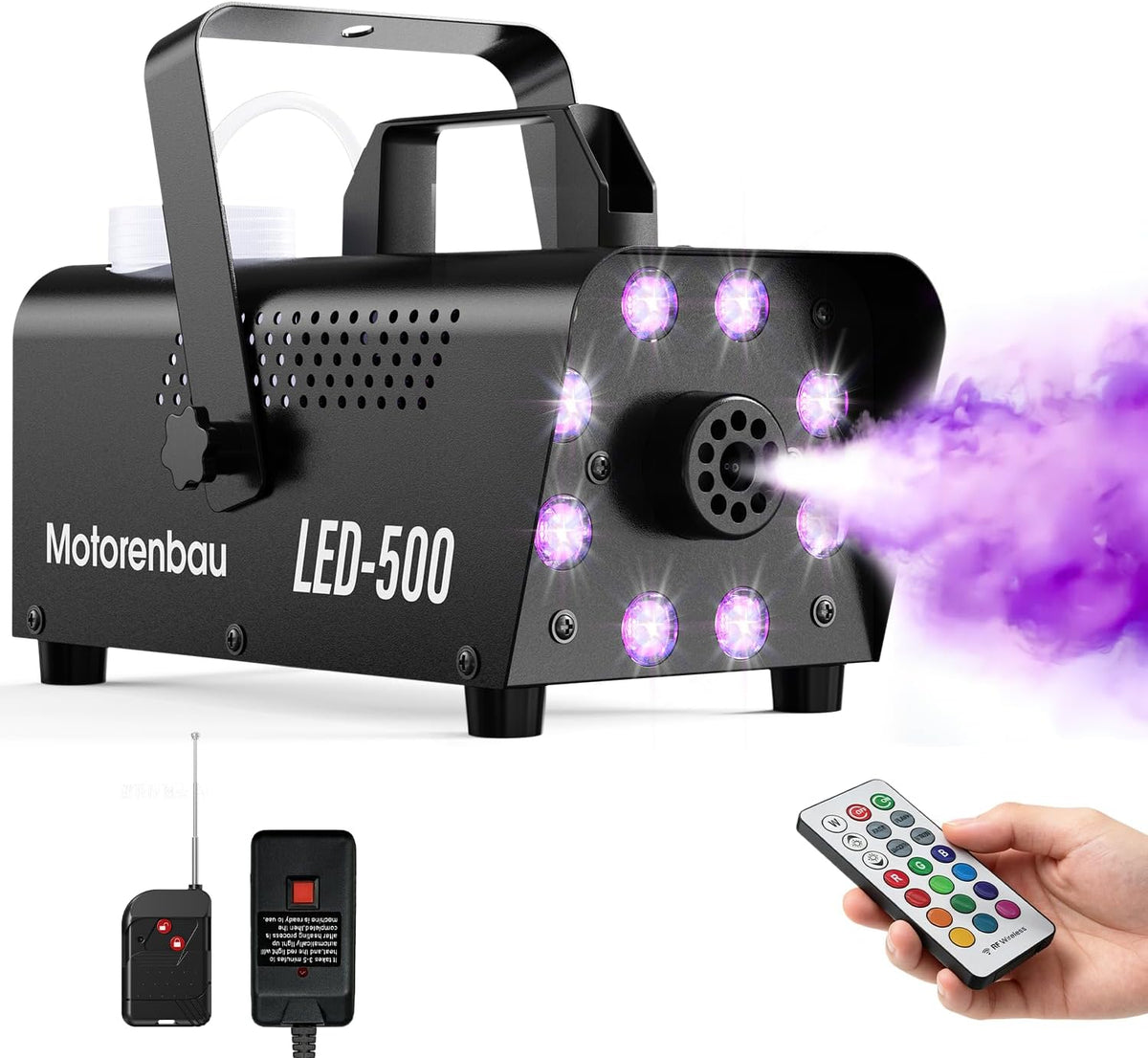 Fog Machine, 12 Colors Light, Smoke Machine, Auto Shutoff 4000CFM, Auto Mode, Wireless Control, RGB Effect, Overheat Protect, for Halloween, Wedding, Party, DJ Stage, Indoor, Outdoor