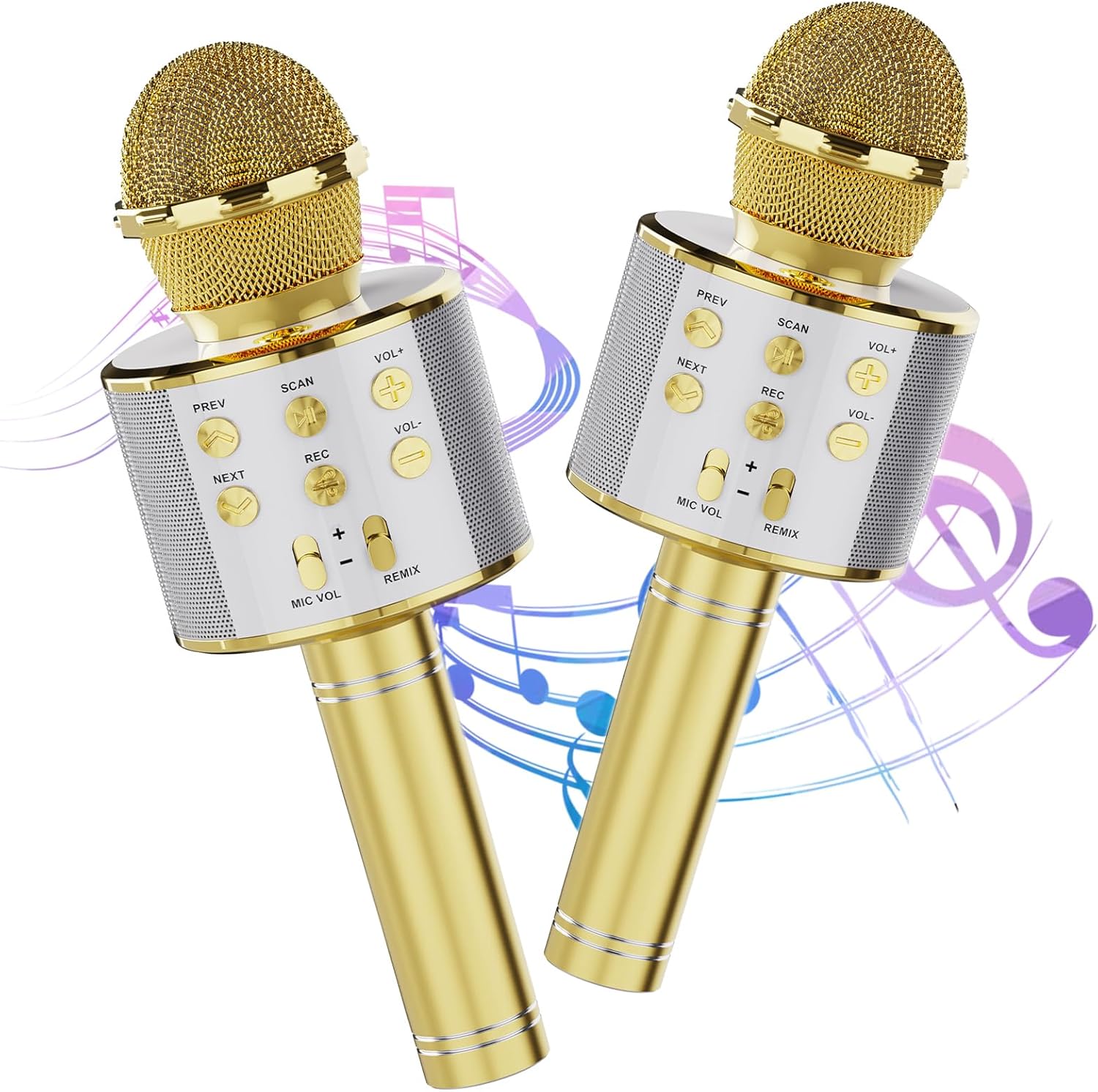 4-in-1 Handheld Wireless Bluetooth Karaoke Microphone ,2 Pack