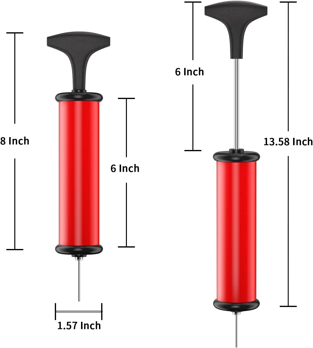 Sports Ball Pump with 5 Needles, Nozzle, Extension Hose, Push & Pull Inflator(Red)