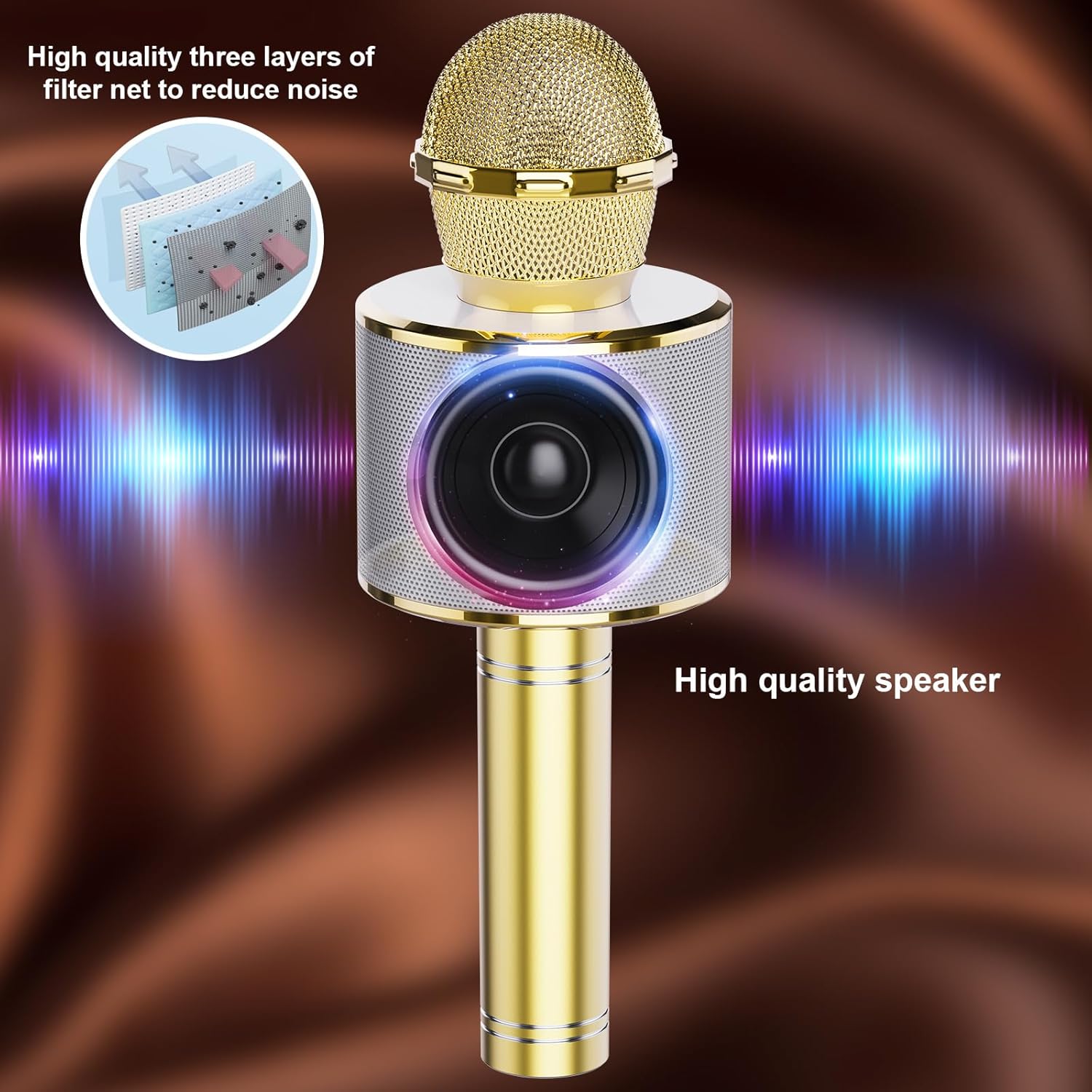 4-in-1 Handheld Wireless Bluetooth Karaoke Microphone ,2 Pack