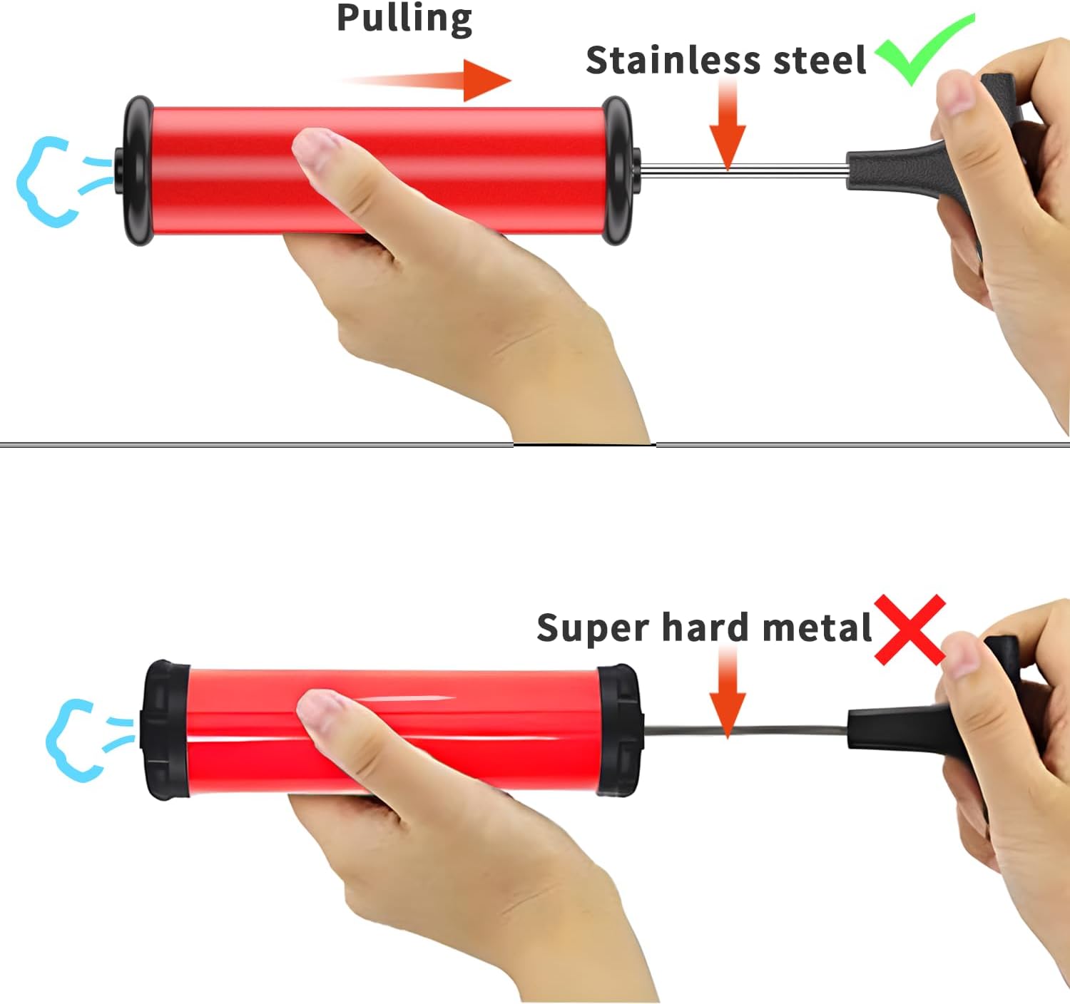 Sports Ball Pump with 5 Needles, Nozzle, Extension Hose, Push & Pull Inflator(Red)