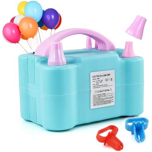 Portable Dual Nozzle Electric Balloon Air Inflator-Blue