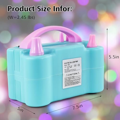 Portable Dual Nozzle Electric Balloon Air Inflator-Blue