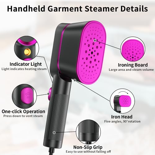 Portable Handheld Garment Steamer for Clothes - 1000W Single Spray Steam for Travel & Home - 2 in 1 Fabric Wrinkle Remover, 20S Fast Heat-up,Steam Iron for Any Fabric, 2024 Essentials (110V ONLY)