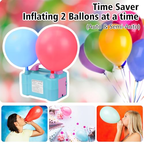 Portable Dual Nozzle Electric Balloon Air Inflator-Blue