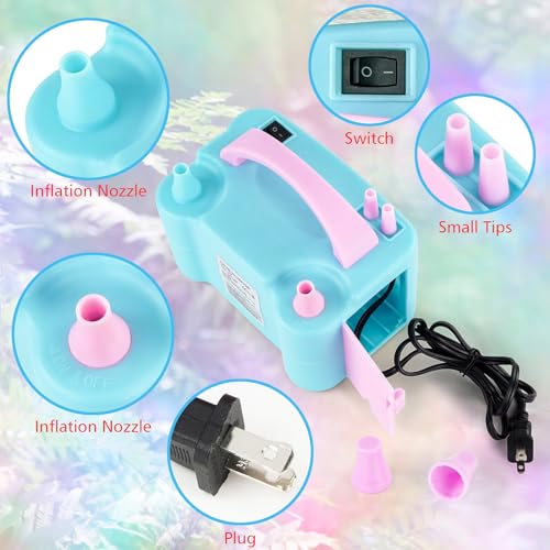 Portable Dual Nozzle Electric Balloon Air Inflator-Blue