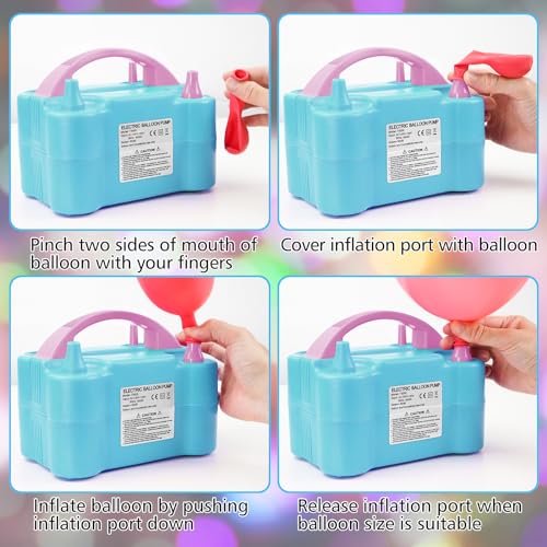 Portable Dual Nozzle Electric Balloon Air Inflator-Blue