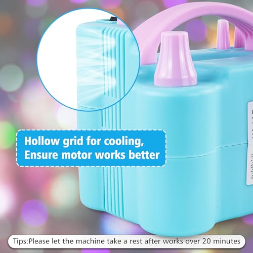 Portable Dual Nozzle Electric Balloon Air Inflator-Blue