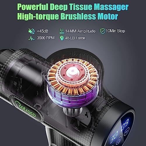 Mini Massage Gun ,Percussion Deep Tissues Muscle Massager, Silicone Material Removable and Washable, Suitable for People with Hyperhidrosis, with 6 Massage Heads 4 Speeds, best gift for her/him-Yellow