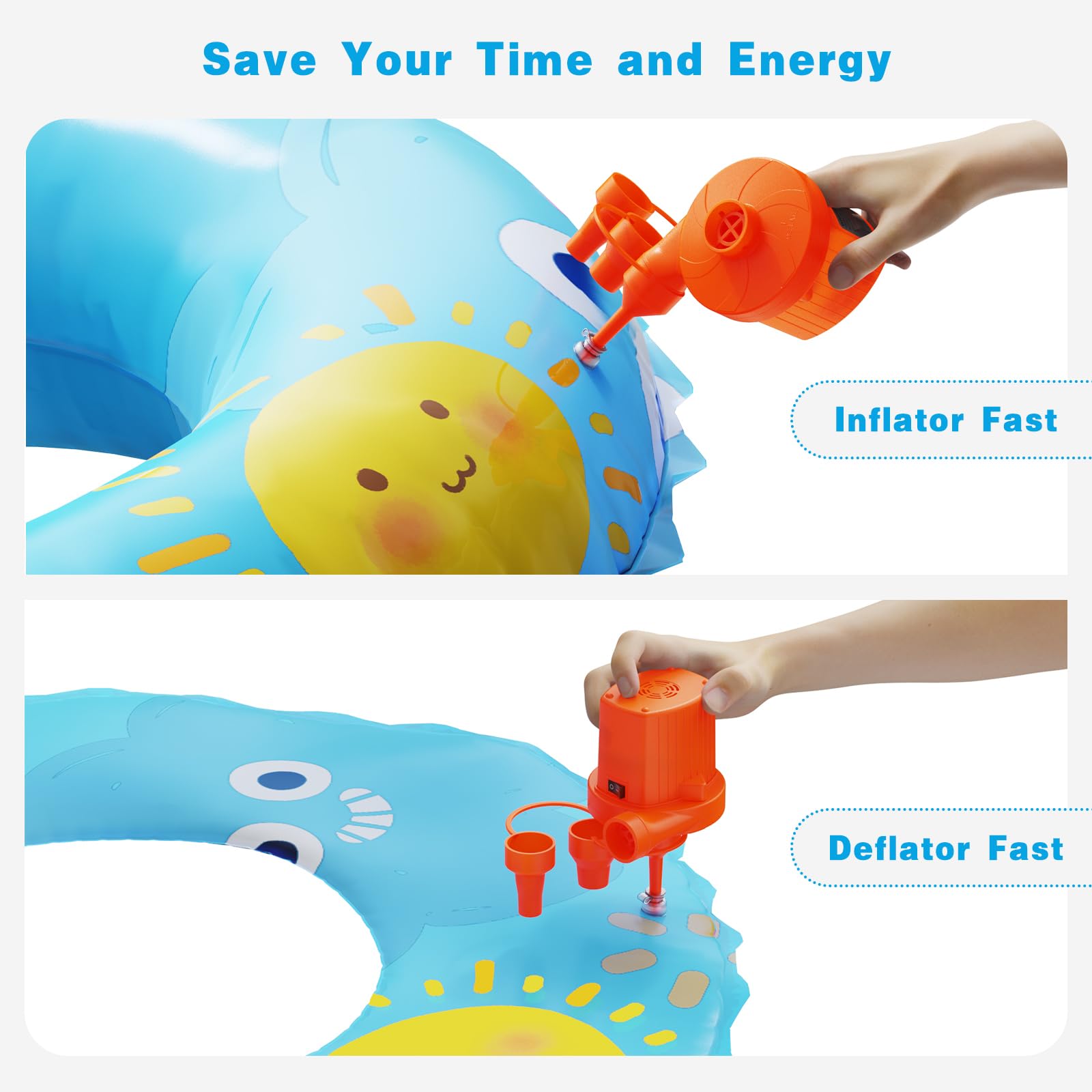 Electric Air Pump for Inflatables,Portable Quick-Fill Air Pump with 3 Nozzles,110-120V, Inflator & Deflator Pumps for Outdoor Camping, Air Mattress Beds,Boats,Inflatable Cushion,Couch,Pool Floats