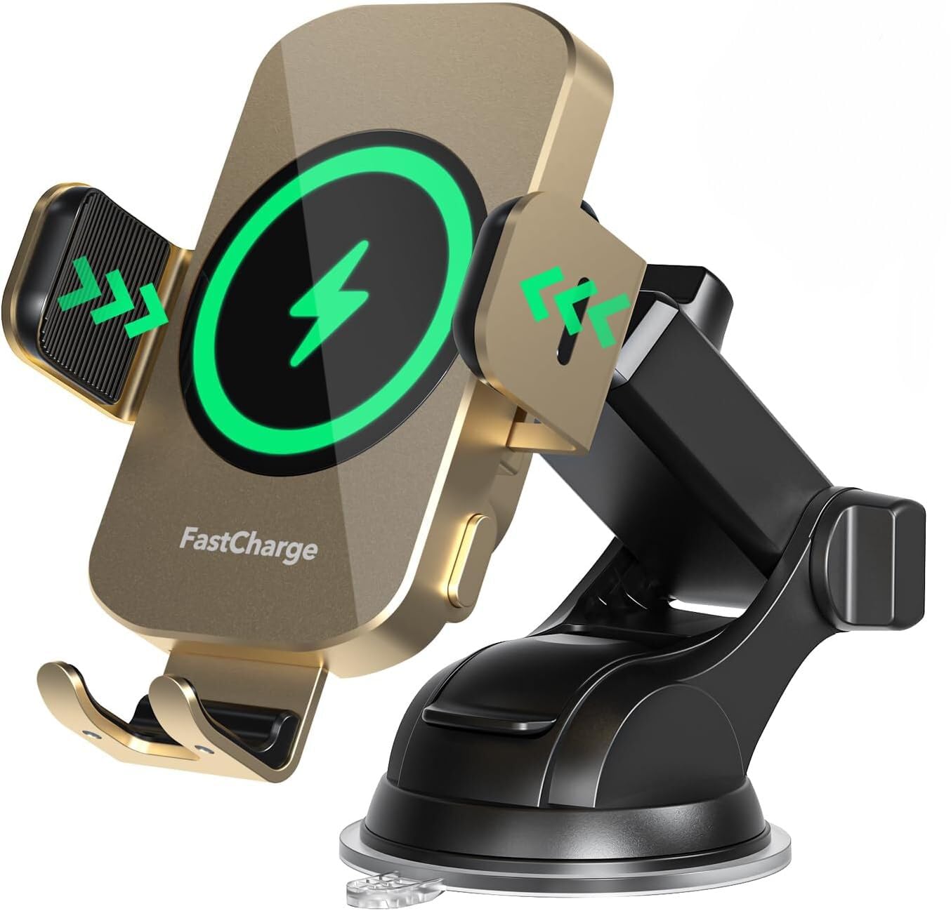 Wireless Car Charger,Fast Charging 15W Auto Clamping Car Charger(Gold)