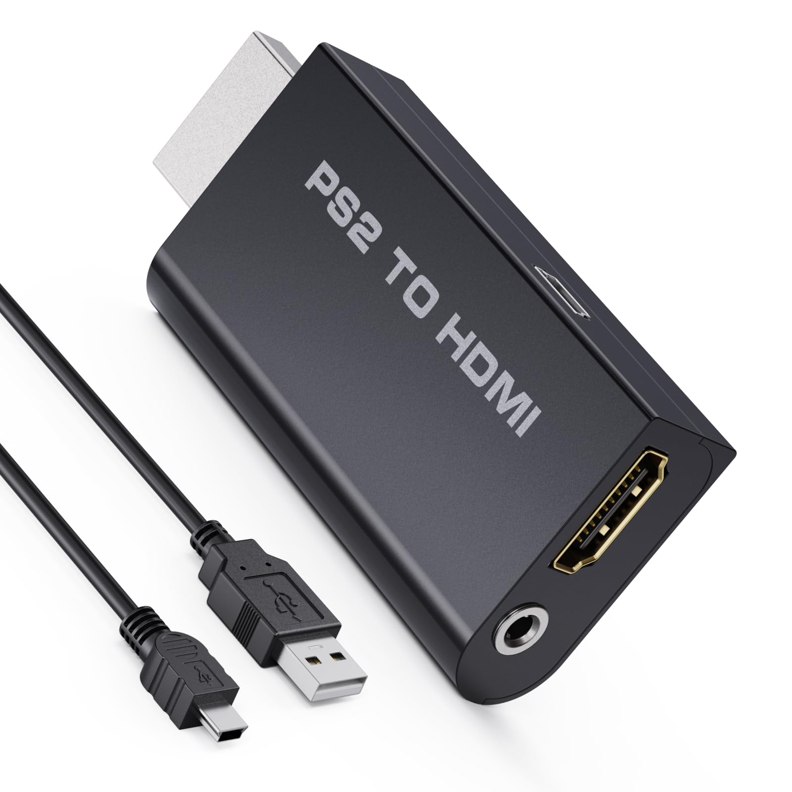 DigitPro PS2 to HDMI Converter Adapter, HDMI Cable for PlayStation 2 Console, Audio Video Converter for HDTV HDMI Monitor, Plug and Play with 3.5mm Audio Output and USB Power Cable