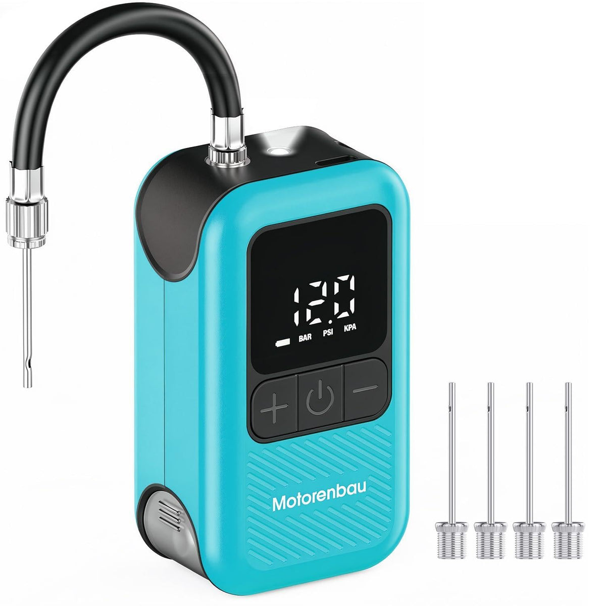 Motorenbau Electric Ball Pump for Sports Balls with LCD Display & LED Light-light blue