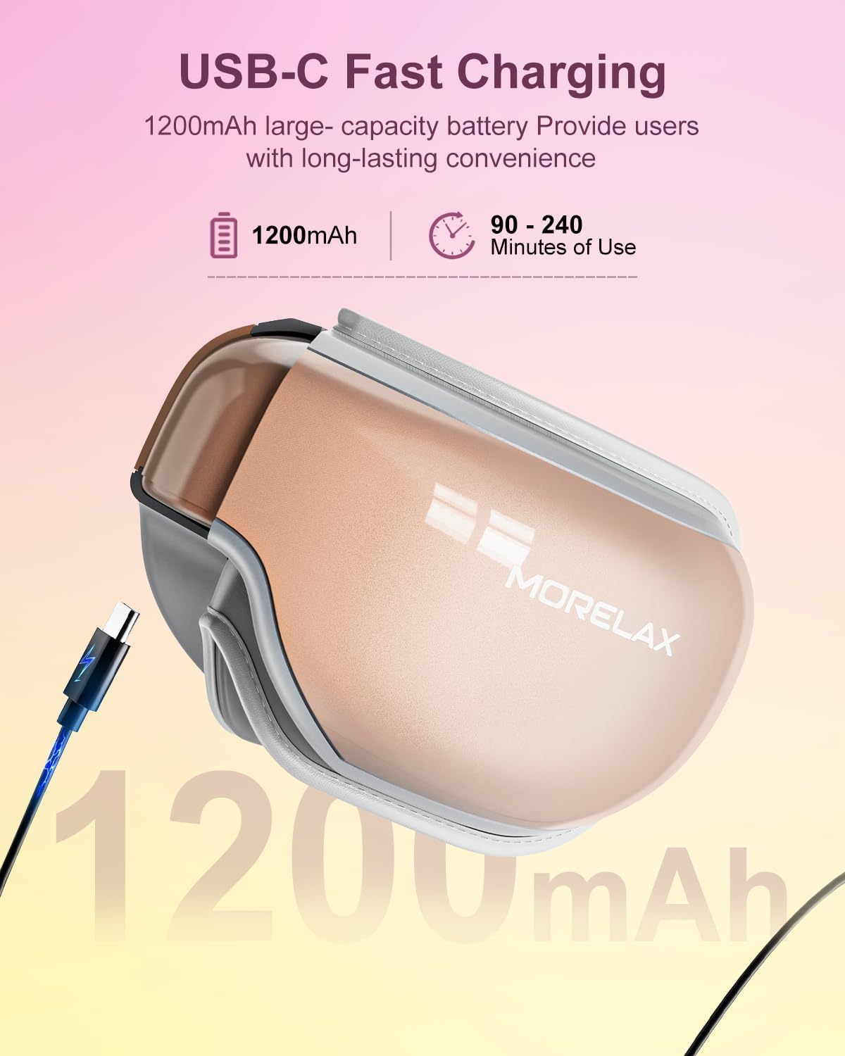Morelax Eye Massager with Heat & Bluetooth Music, Birthday Gifts for Women, Reduce Eye Strain, Headache Relief and Improve Sleep, Eye Care Gift（Pink）