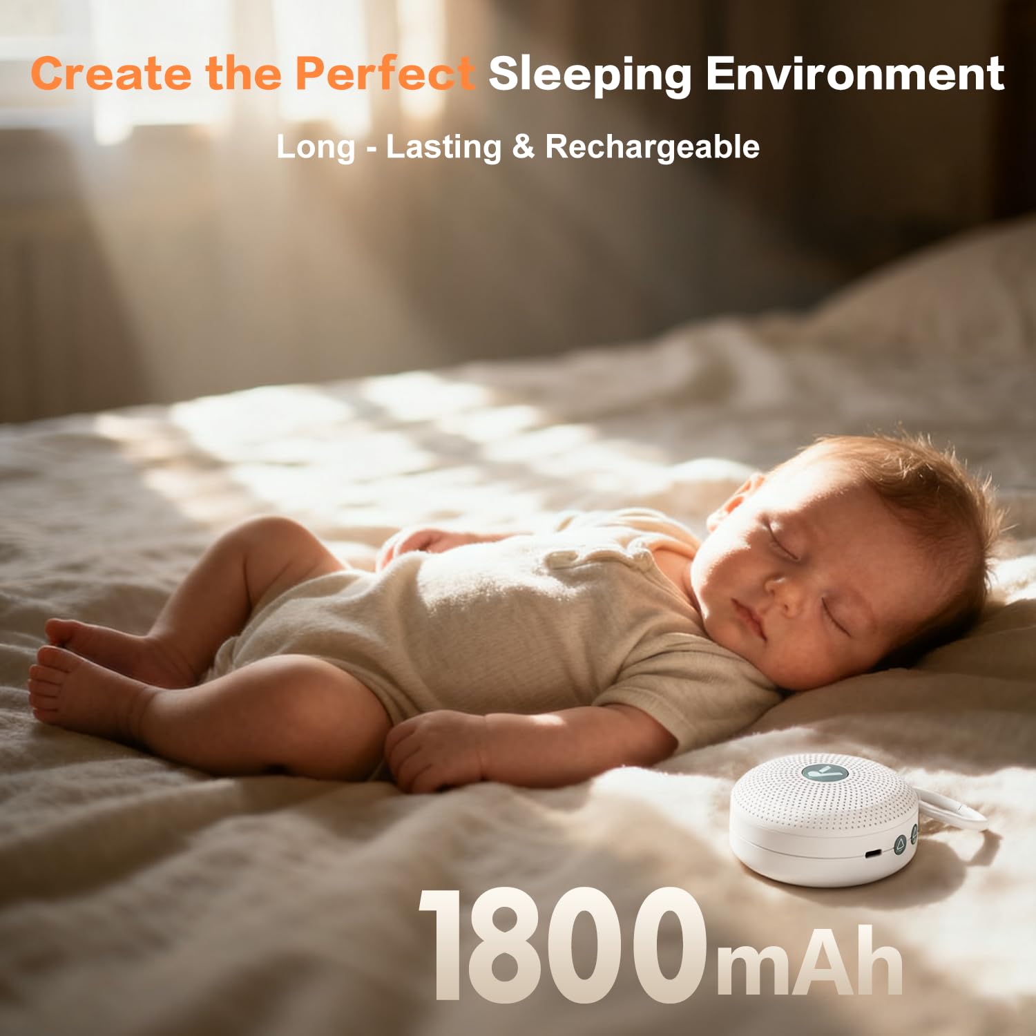 Portable Noise Machine for Baby Adult with 21 Natural Soothing Sound, Memory Function, Powerful Battery & 32 Levels of Volume, Noise Canceling for Sleeping, Sleep Sound Timer Therapy for Home, Travel