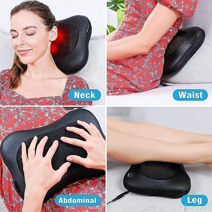 Shiatsu Neck and Back Massager with Heat, Deep Tissue Electric Massage Pillow for Pain Relief, Ideal for Shoulders, Back, Legs, and Feet, Perfect for Home, Car, Office, and Gifts