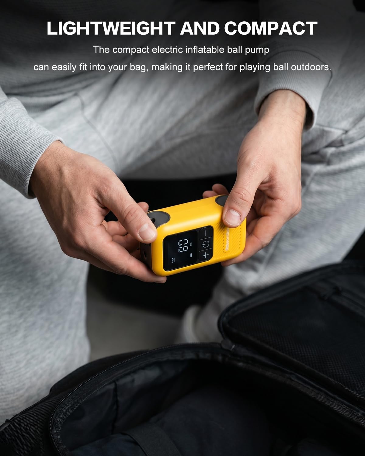 Motorenbau Electric Ball Pump for Sports Balls with LCD Display & LED Light-yellow