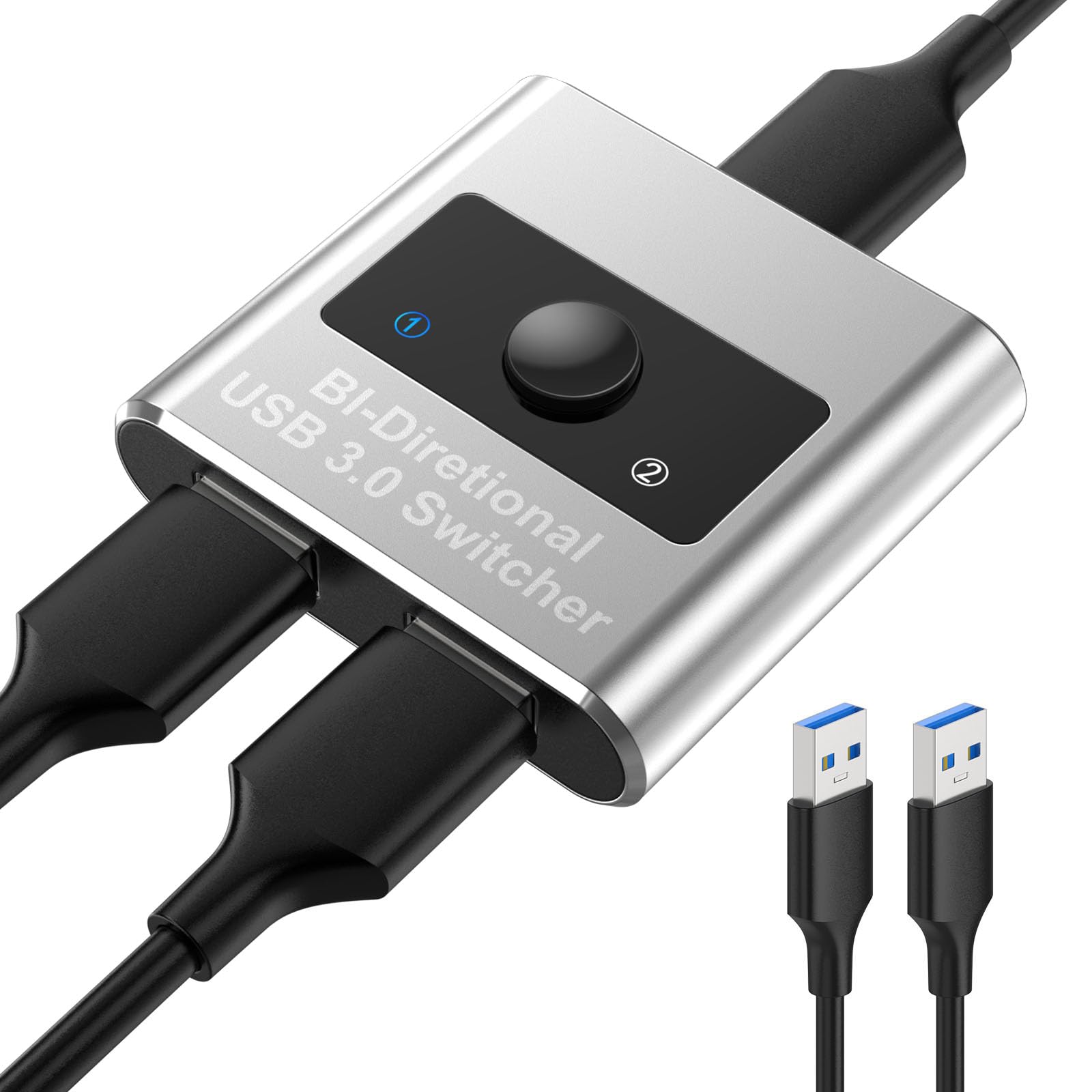 Aluminum Bi-Directional USB3.0 Switch 2 in 1 Out / 1 in 2 Out for 2 Computers