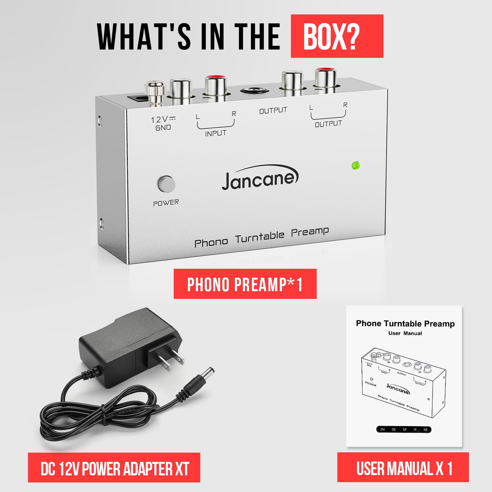 Phono Preamp for Record Player,with Power Switch&12 Volt DC Adapter