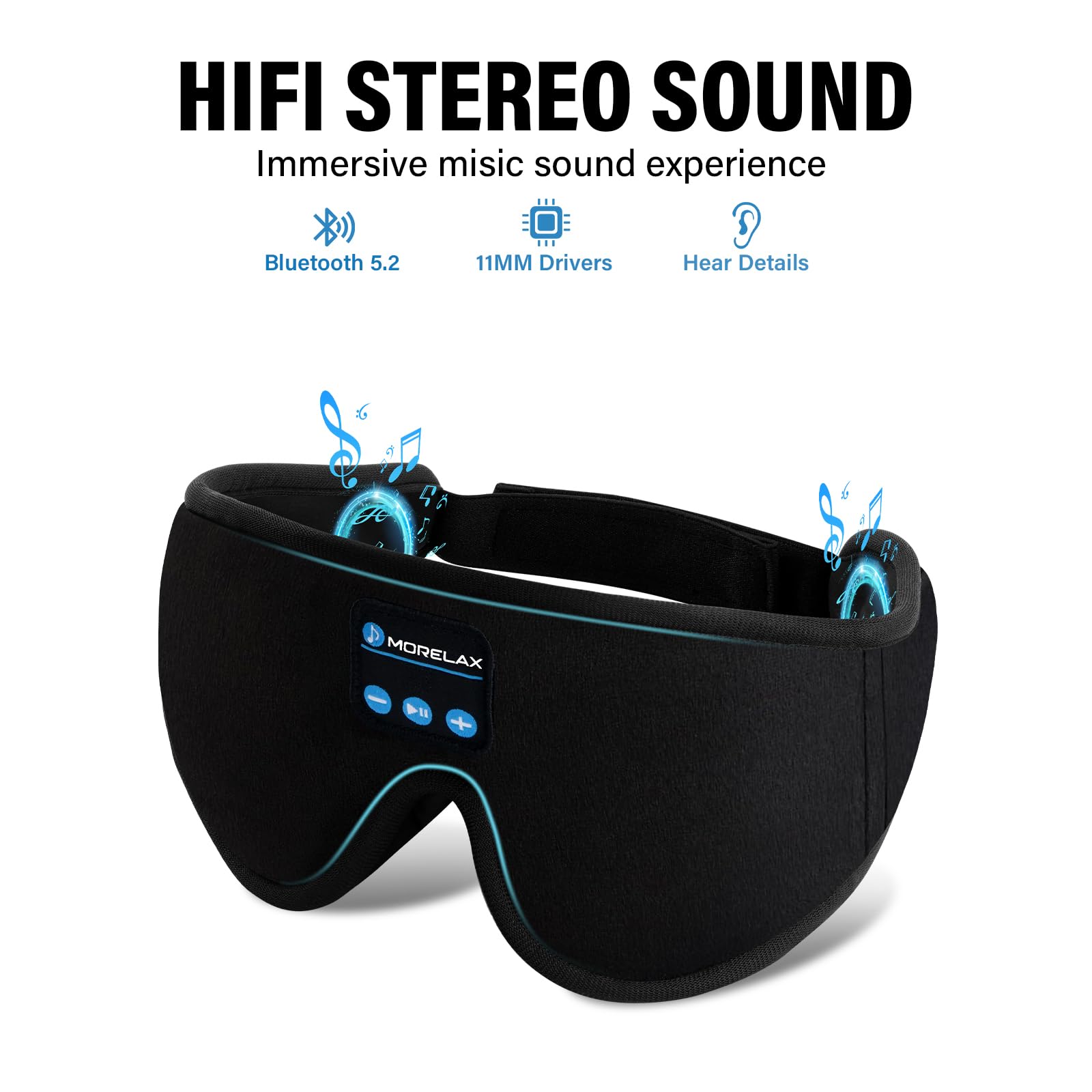 Sleep Mask with Bluetooth Headphones, 3D Sleep Mask Wireless Music Eye Mask for Sleeping Side/Back Sleepers White Noise Sleep Headphones Gift for Women