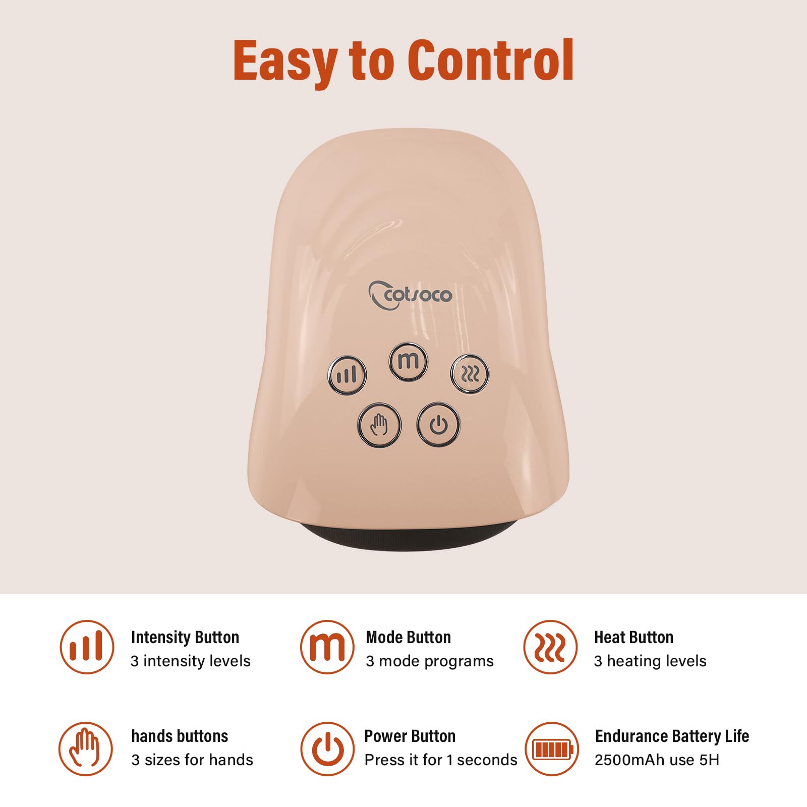 cotsoco Hand Massager with Heat and Compression for Arthritis and Carpal Tunnel, Birthday Gifts for Women Mom Men, Pink