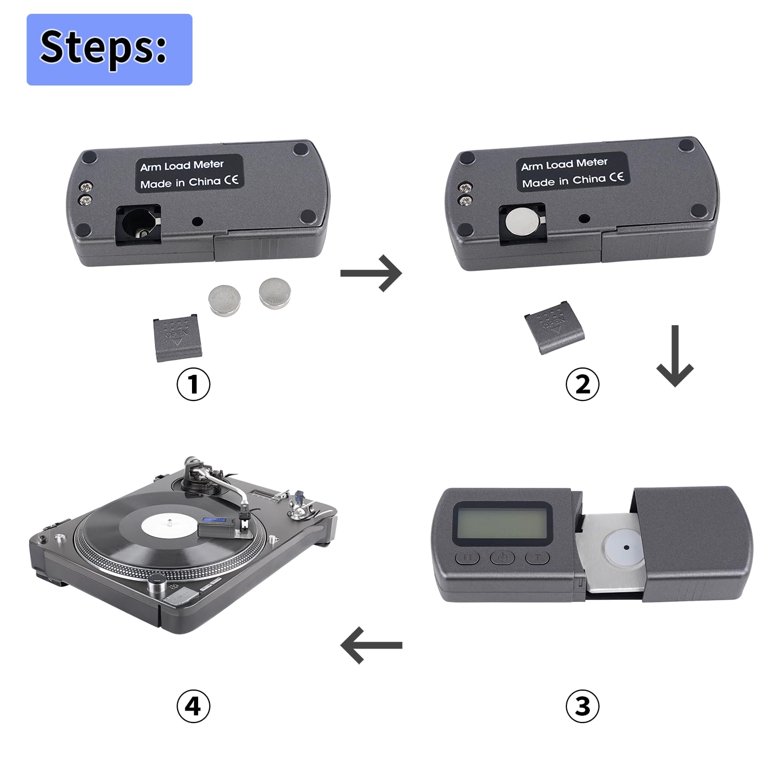 DIGITNOW Digital Turntable Stylus Force Scale Gauge 0.01g/5.00g,Tracking Force Pressure Scale for Tonearm Phono Cartridge, Blue LCD Backlight