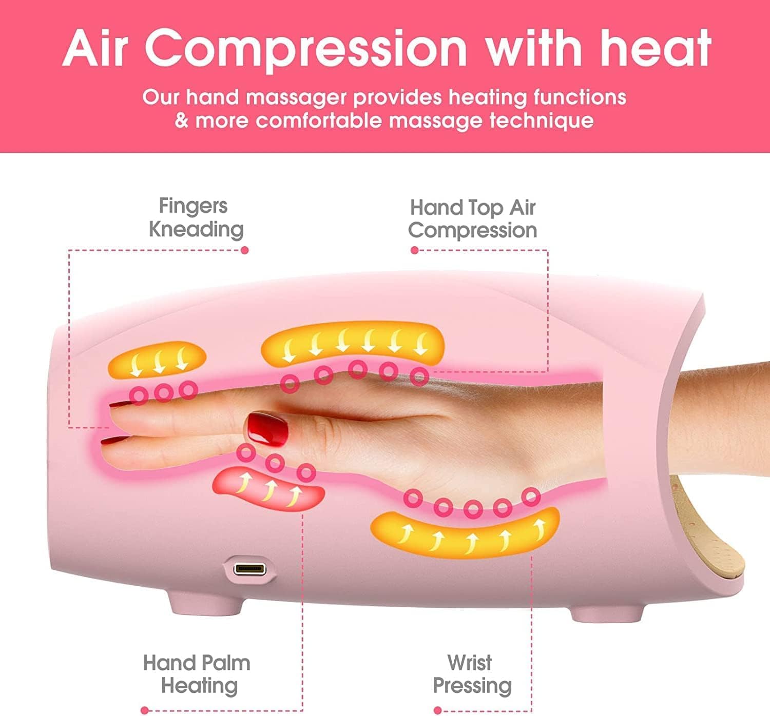 Electric Hand Massager with 6 Levels Therapy Massager with Heat and Compression