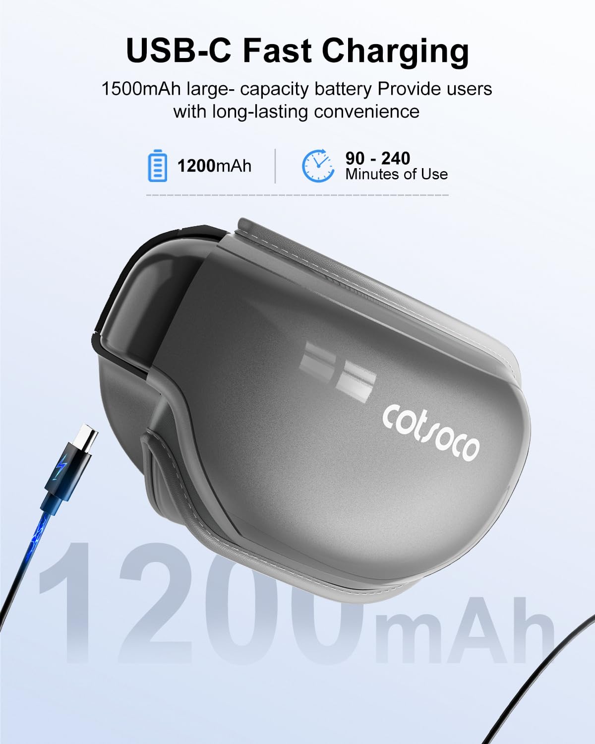 cotsoco Eye Massager with Heat & Bluetooth Music, Mothers Day Birthday Gifts for Women, Reduce Eye Strain, Headache Relief and Improve Sleep, Eye Care Device for Migraine-Grey