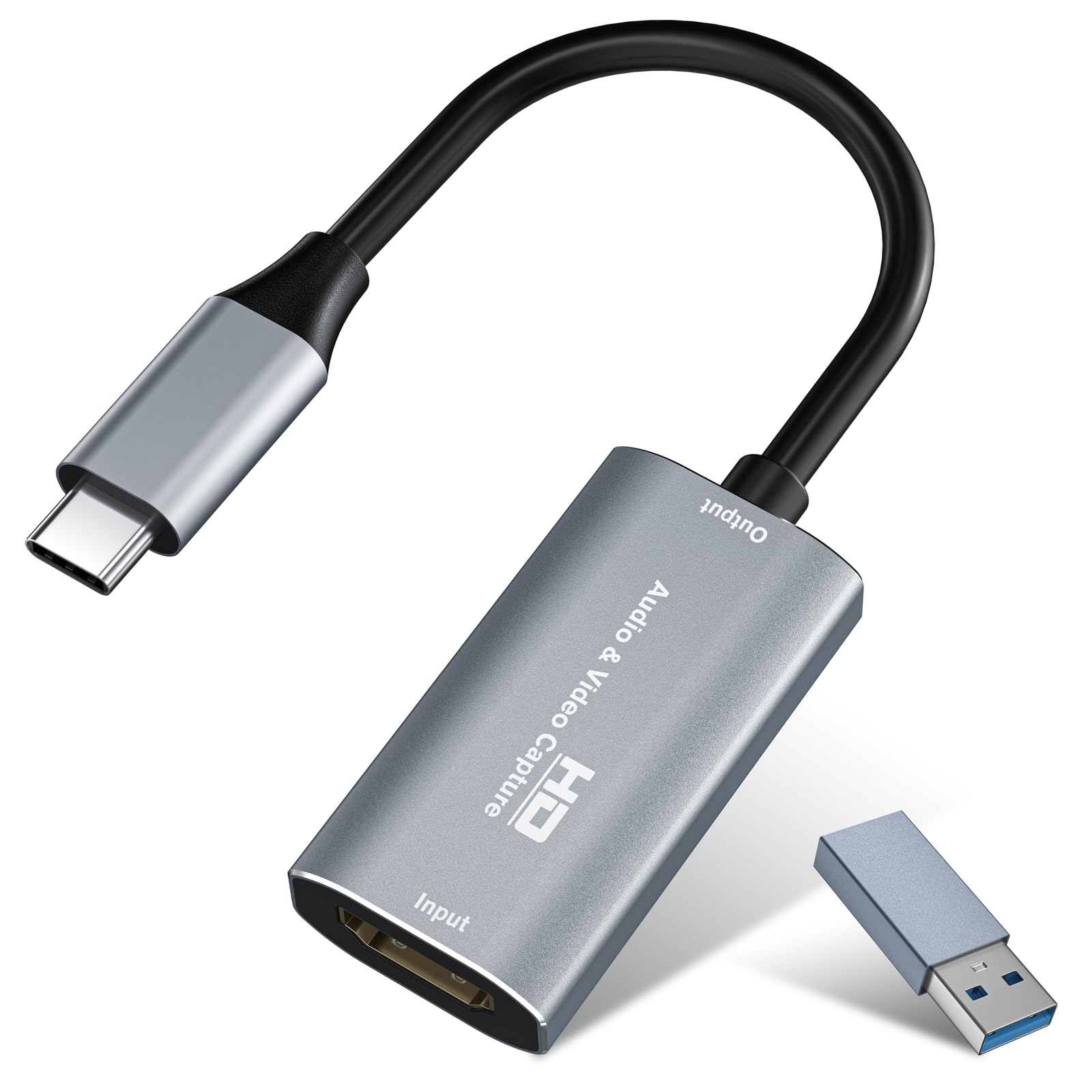 USB3.0 HDMI to USB C, 4K 1080p60fps Video/Audio Capture with Type-C Adapter Devices