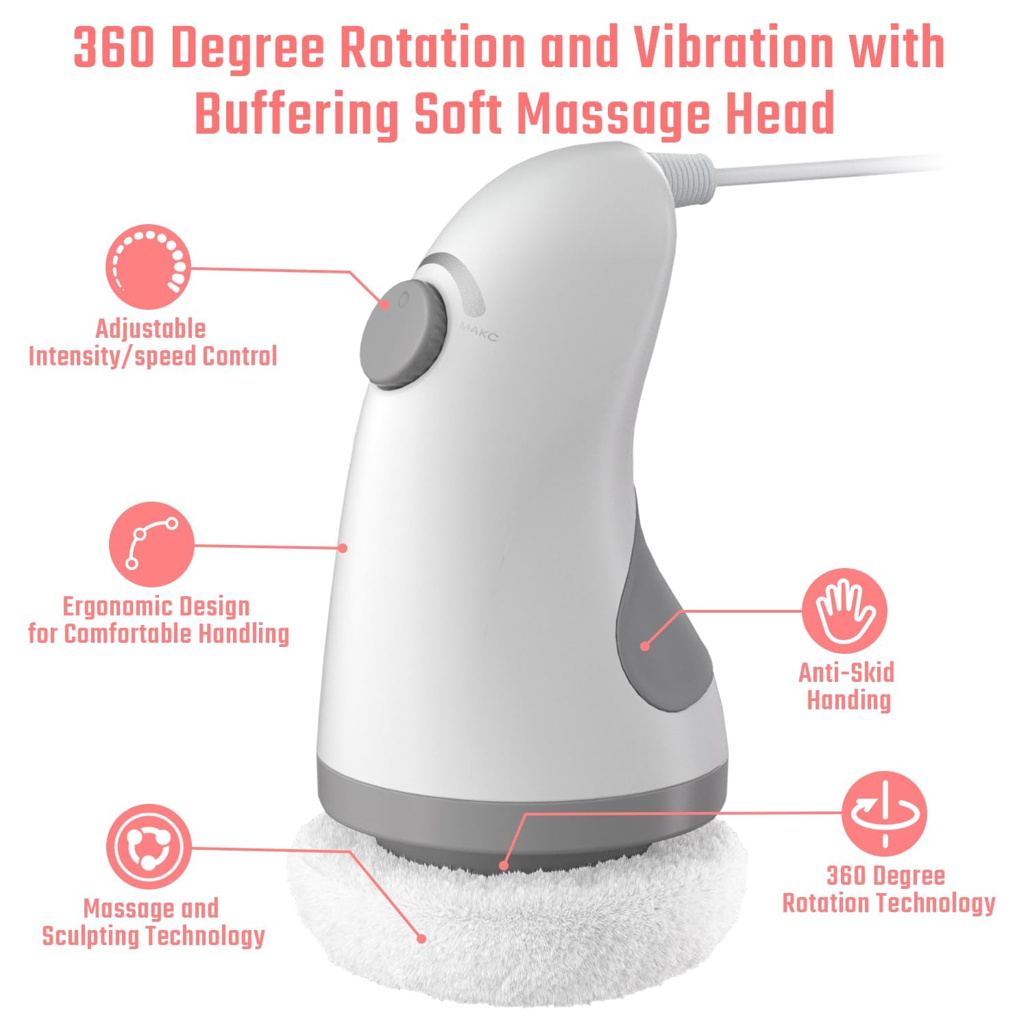 Cellulite Massager, Body Sculptor for Belly Fat with 6 Skin Friendly Washable Pads Handheld Body Sculpting Machine for Belly, Waist, Butt Arms, Legs - Full Body Sculpting Massager at Home