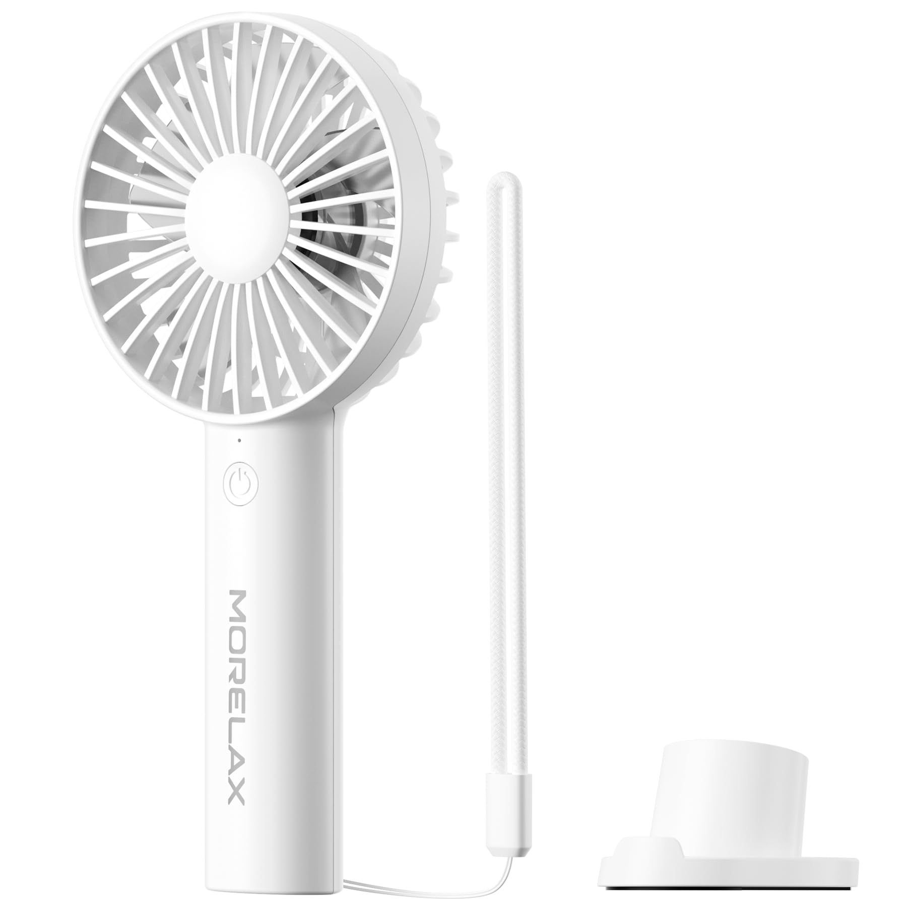 Jancane Handheld Fan, USB Rechargeable Mini Portable Fan with Base, 10H Battery, Strong Wind, Small & Powerful, Cute Design for Travel, Makeup, Girls Women Summer Gift (White)