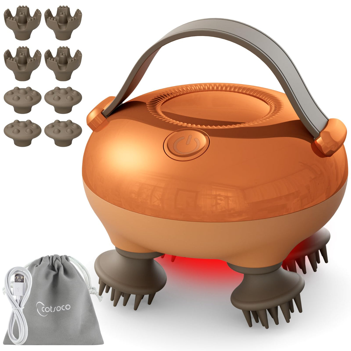 cotsoco Electric Scalp Massager with Tangle-Free Design, Waterproof Portable Handheld Head Massager for Deep Stress Relief, with 12 Massage Heads and 3 Adjustable Modes, Ideal Gifts for Mom & Dad
