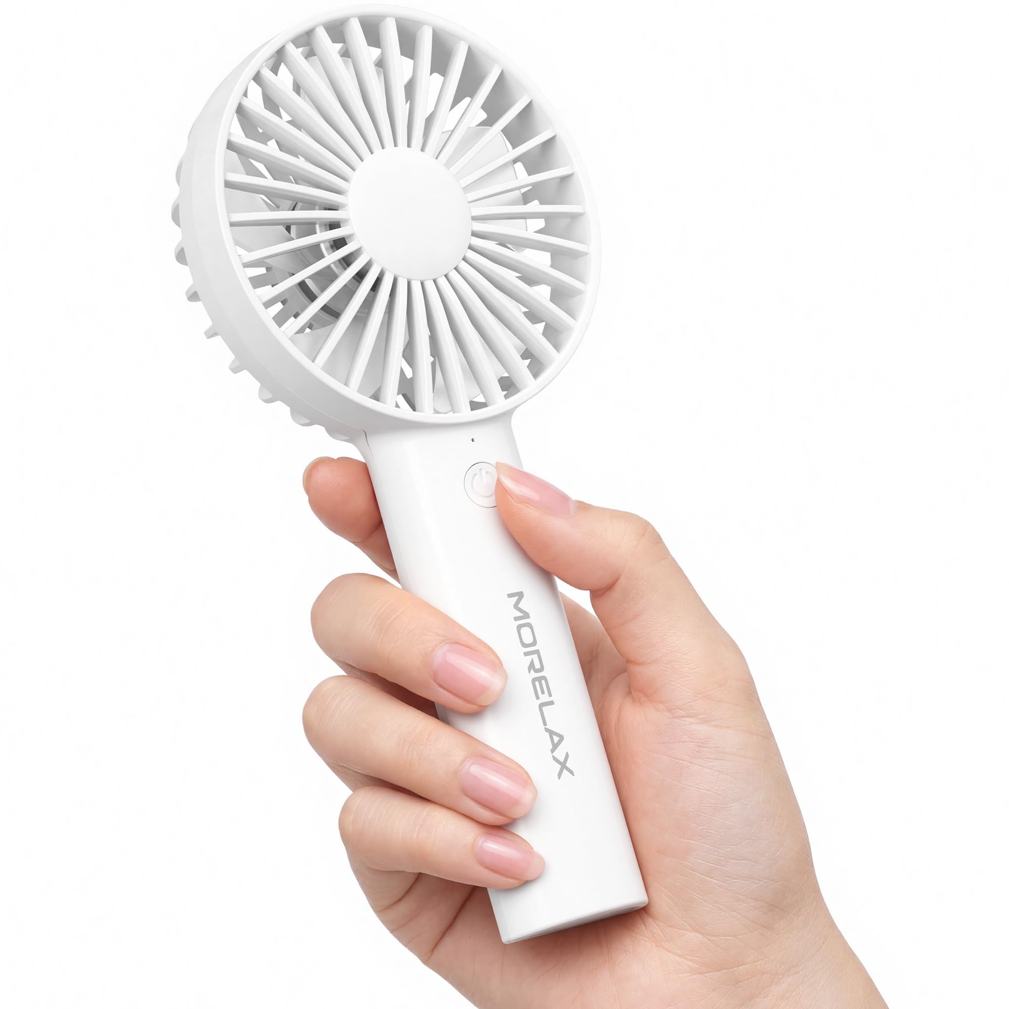 Jancane Handheld Fan, USB Rechargeable Mini Portable Fan with Base, 10H Battery, Strong Wind, Small & Powerful, Cute Design for Travel, Makeup, Girls Women Summer Gift (White)