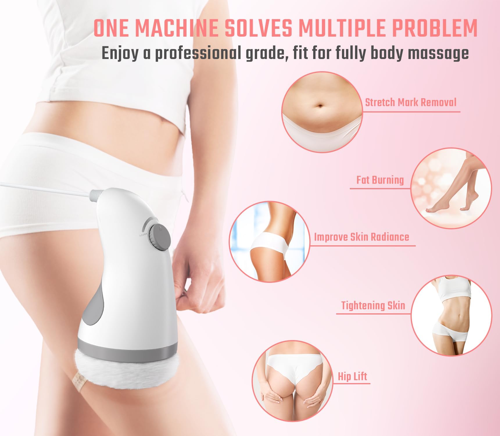 Cellulite Massager, Body Sculptor for Belly Fat with 6 Skin Friendly Washable Pads Handheld Body Sculpting Machine for Belly, Waist, Butt Arms, Legs - Full Body Sculpting Massager at Home