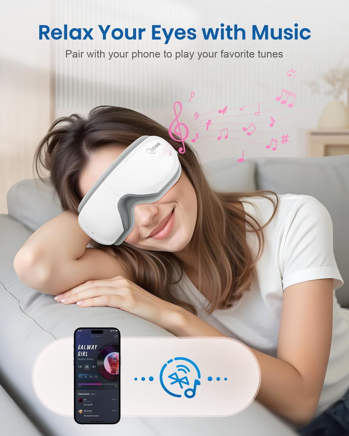 cotsoco Eye Massager with Remote, Birthday Gifts for Women Men, Sleep Mask with Heat, Headache Massager Scalp for Migraine and Compression, Relaxing Eyes and Better Sleep Relief Stye Eye