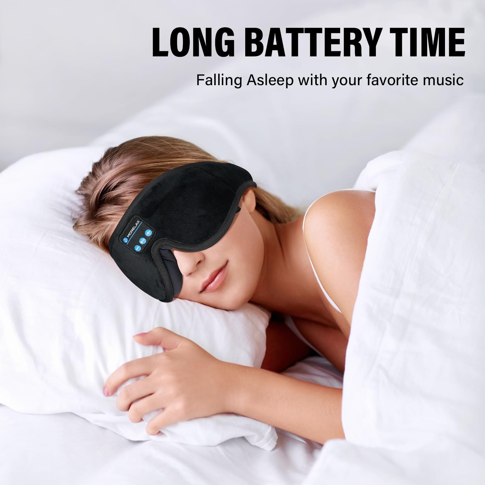 Sleep Mask with Bluetooth Headphones, 3D Sleep Mask Wireless Music Eye Mask for Sleeping Side/Back Sleepers White Noise Sleep Headphones Gift for Women