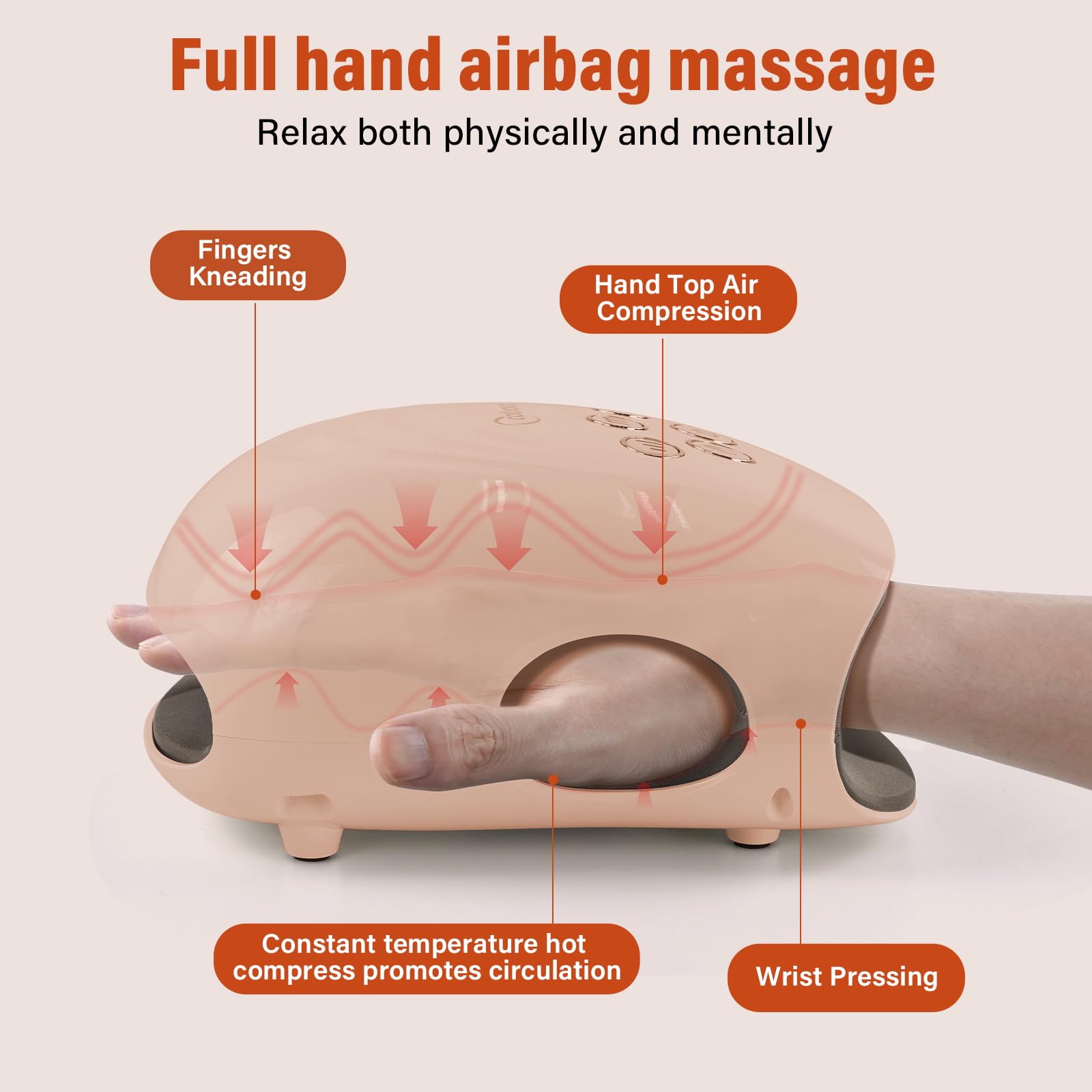 cotsoco Hand Massager with Heat and Compression for Arthritis and Carpal Tunnel, Birthday Gifts for Women Mom Men, Pink