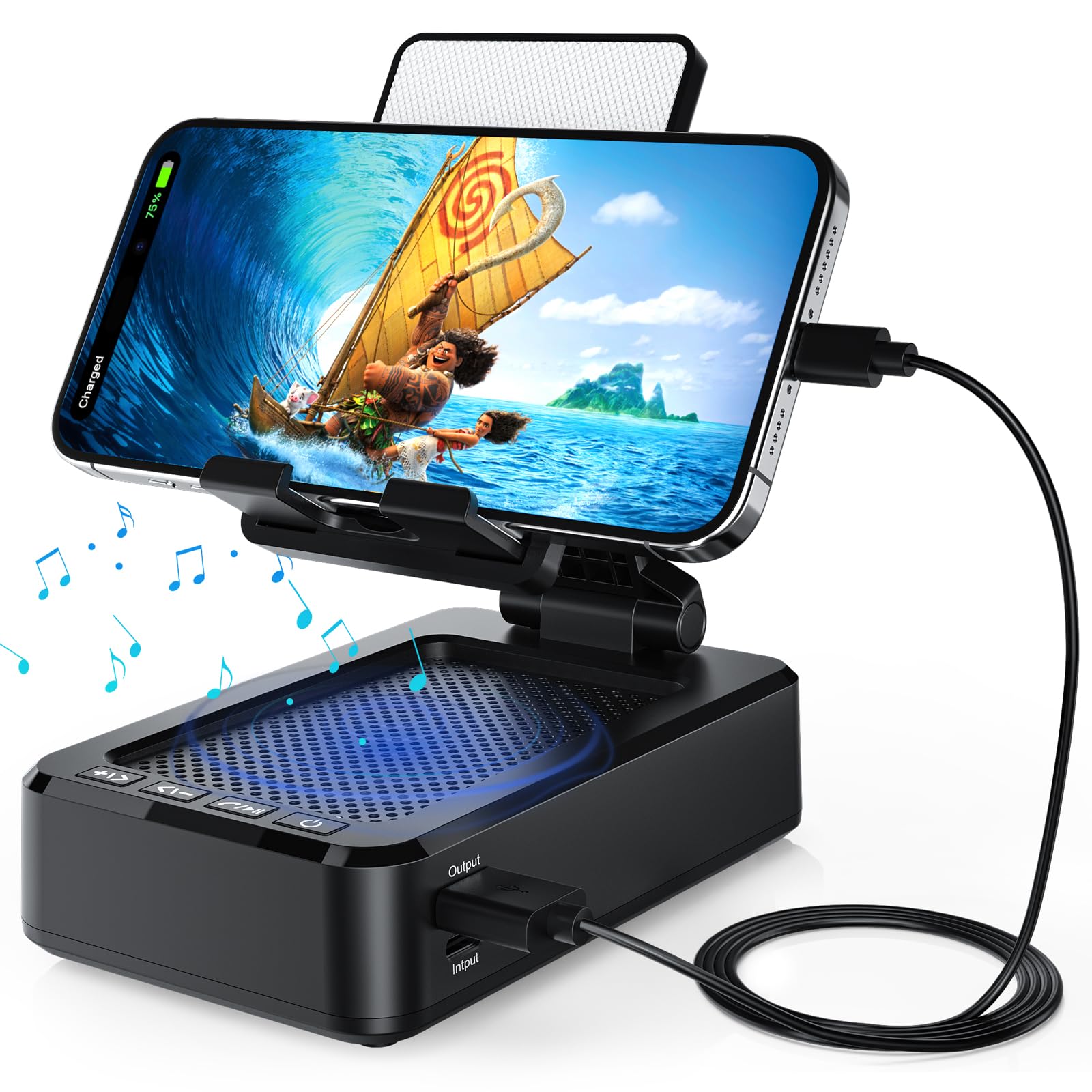 Cell Phone Stand with Wireless Bluetooth Speaker and Charging, Anti-Slip Base HD Surround Sound, Perfect for Home/Outdoor, Phone Holder Compatible with iPhone/ipad/Samsung Galaxy, Gifts for Men Women