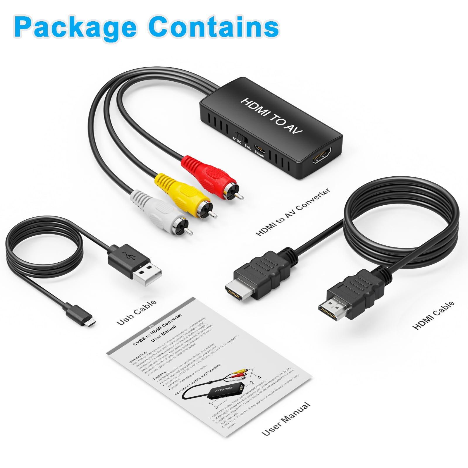 HDMI to RCA Converter, HDMI to AV Adapter , HDMI RCA Composite Video Converter