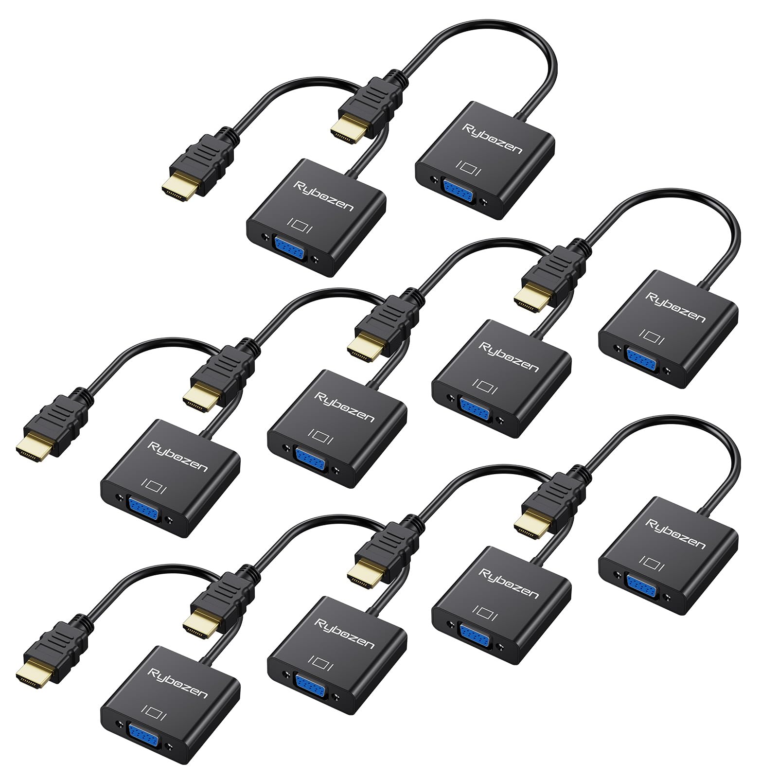 HDMI to VGA Adapter 10 Pack, Gold-Plated (Male to Female)