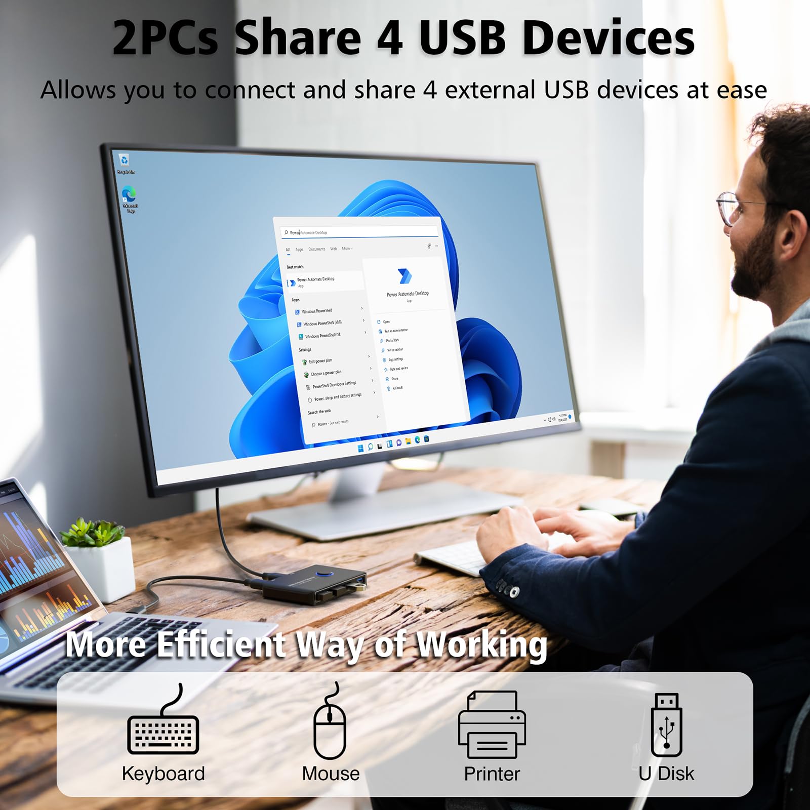 USB 3.0 Switch Selector for 2 Computers Sharing 4 USB Devices