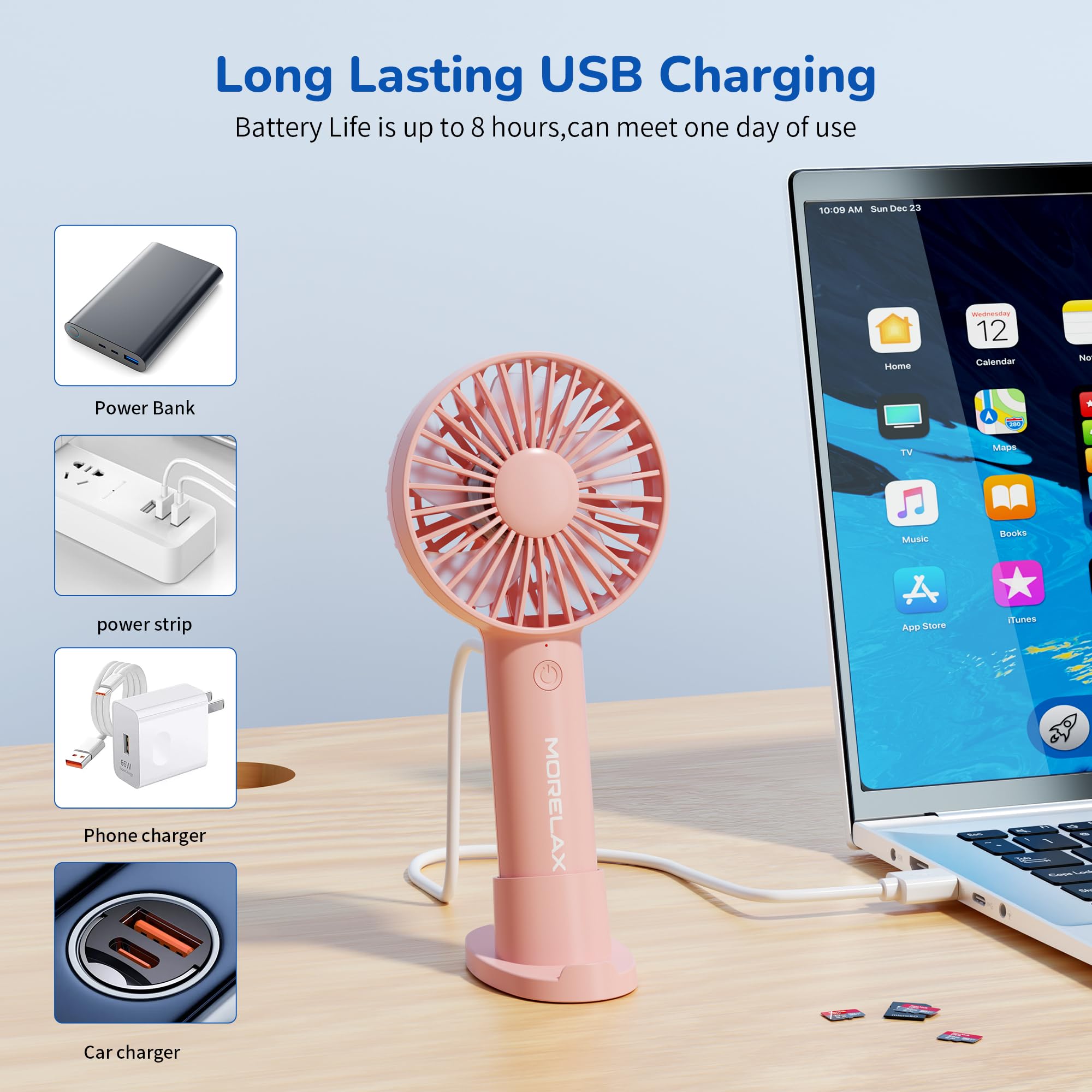 Jancane Handheld Fan, Portable Fan, 4000mAh Rechargeable Personal Fan, 10H Battery, Strong Wind, Small & Powerful, Cute Design for Travel, Makeup, Girls Women Summer Travel Essential Gift
