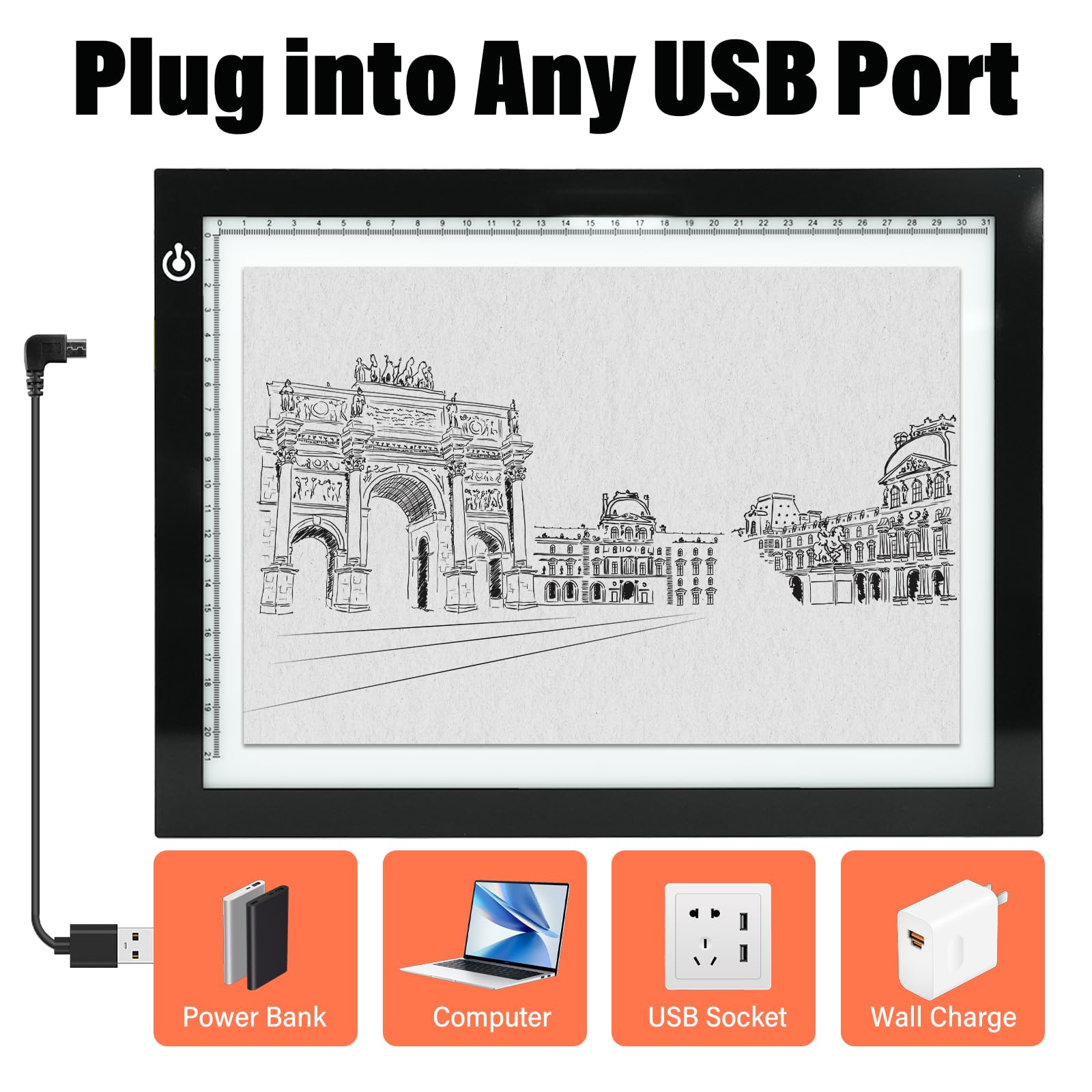 A4 Light Box for Tracing – Ultra-Thin LED Light Table with Adjustable Brightness, USB Powered Light Board for Kids, Artists, Tattoo Transfer, Drawing, Sketching, Stenciling & Art Projects