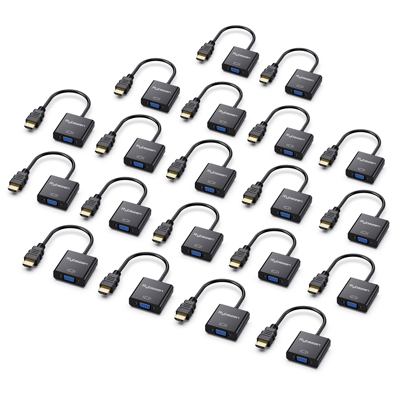 HDMI to VGA Adapter 20 Pack, Gold-Plated Connector(Male to Female)