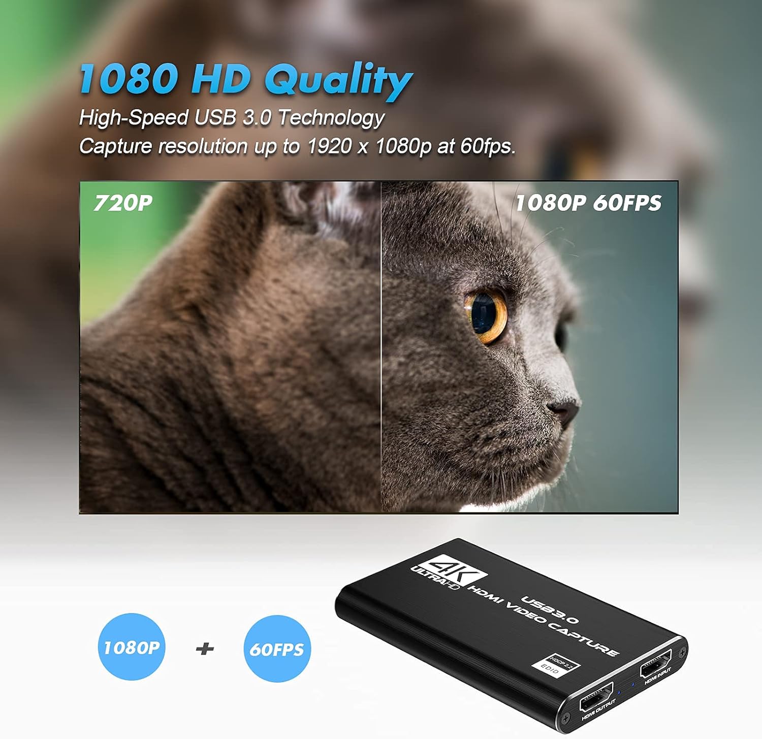 VIXLW 4K HDMI Video Capture Card, USB3.0, 1080P 60FPS, for Streaming, Broadcasting, Nintendo Switch, Xbox, PS4, PS5, OBS, Camera, PC