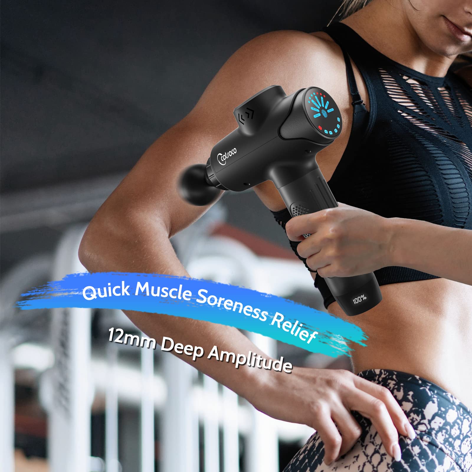 cotsoco Massage Gun, Muscle Massage Gun Deep Tissue for Athletes, Portable Percussion Massage Gun for Pain Relief, Quiet Electric Sport Massager, Handheld Body Massager with 12 Massage Heads