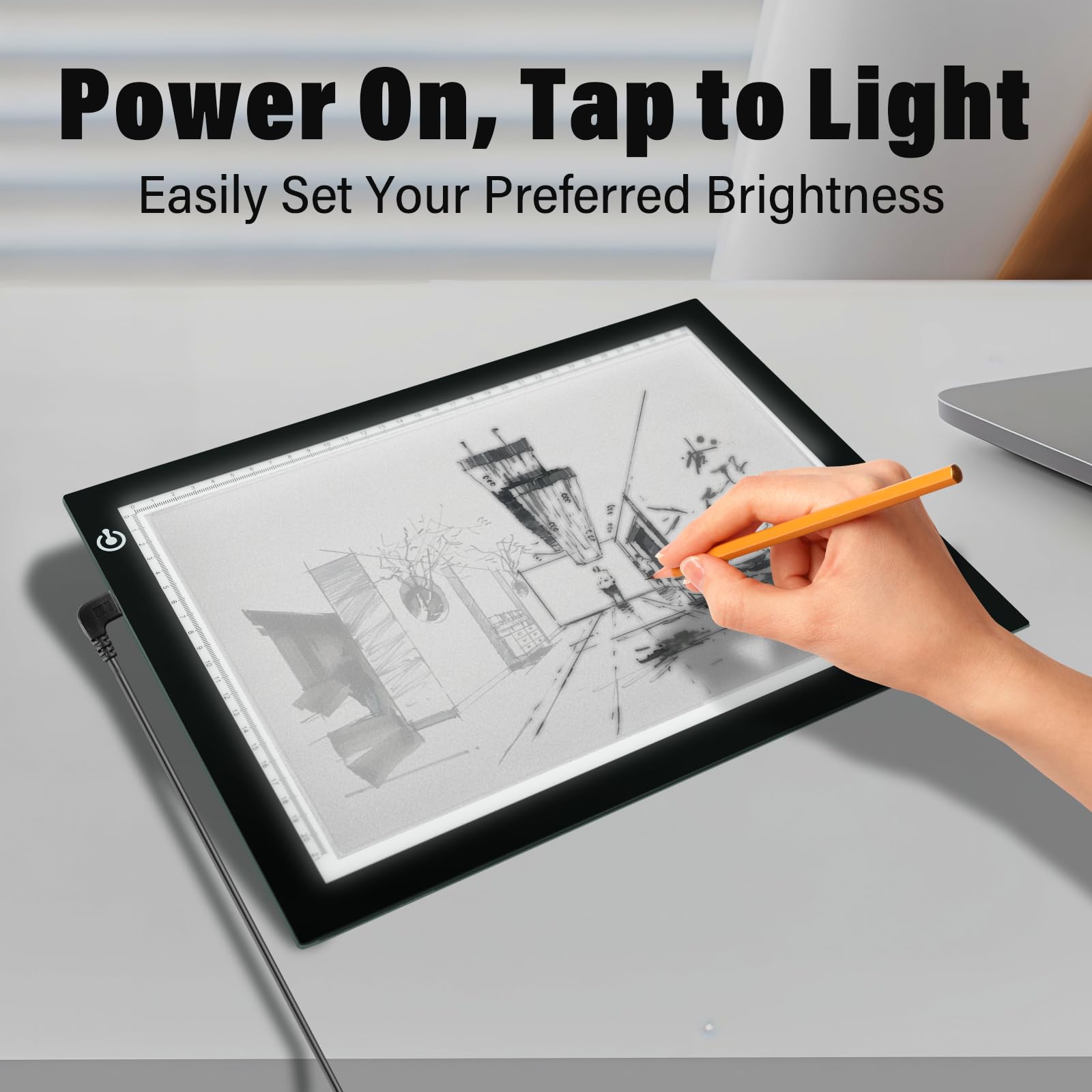 A4 Light Box for Tracing – Ultra-Thin LED Light Table with Adjustable Brightness, USB Powered Light Board for Kids, Artists, Tattoo Transfer, Drawing, Sketching, Stenciling & Art Projects