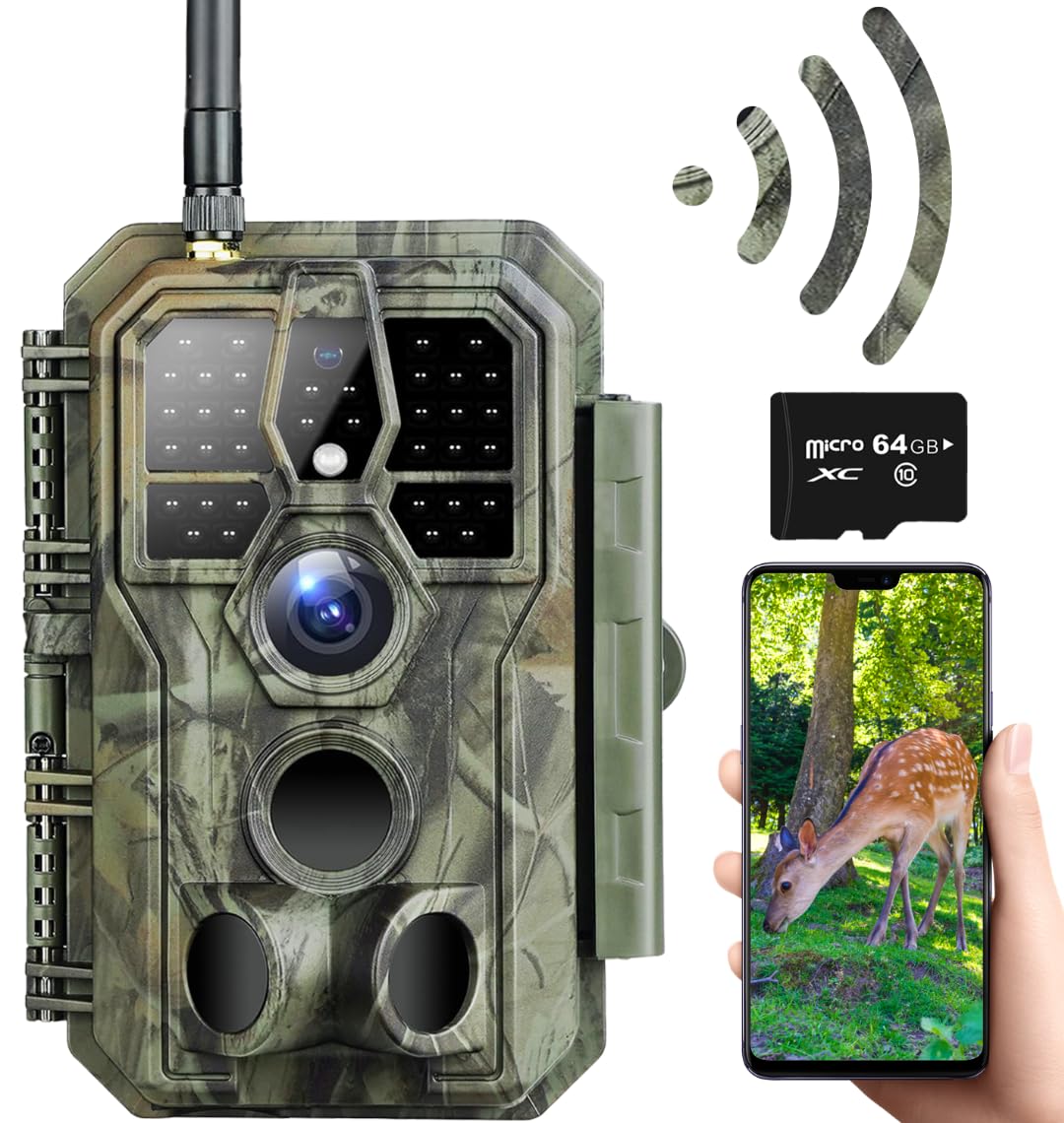 32MP 1296P Hunting Scouting Game Surveillance Camera with 120°Wide-Angle 0.1s Trigger Speed Motion Activated,100ft Infrared Night Vision & IP66 Waterproof