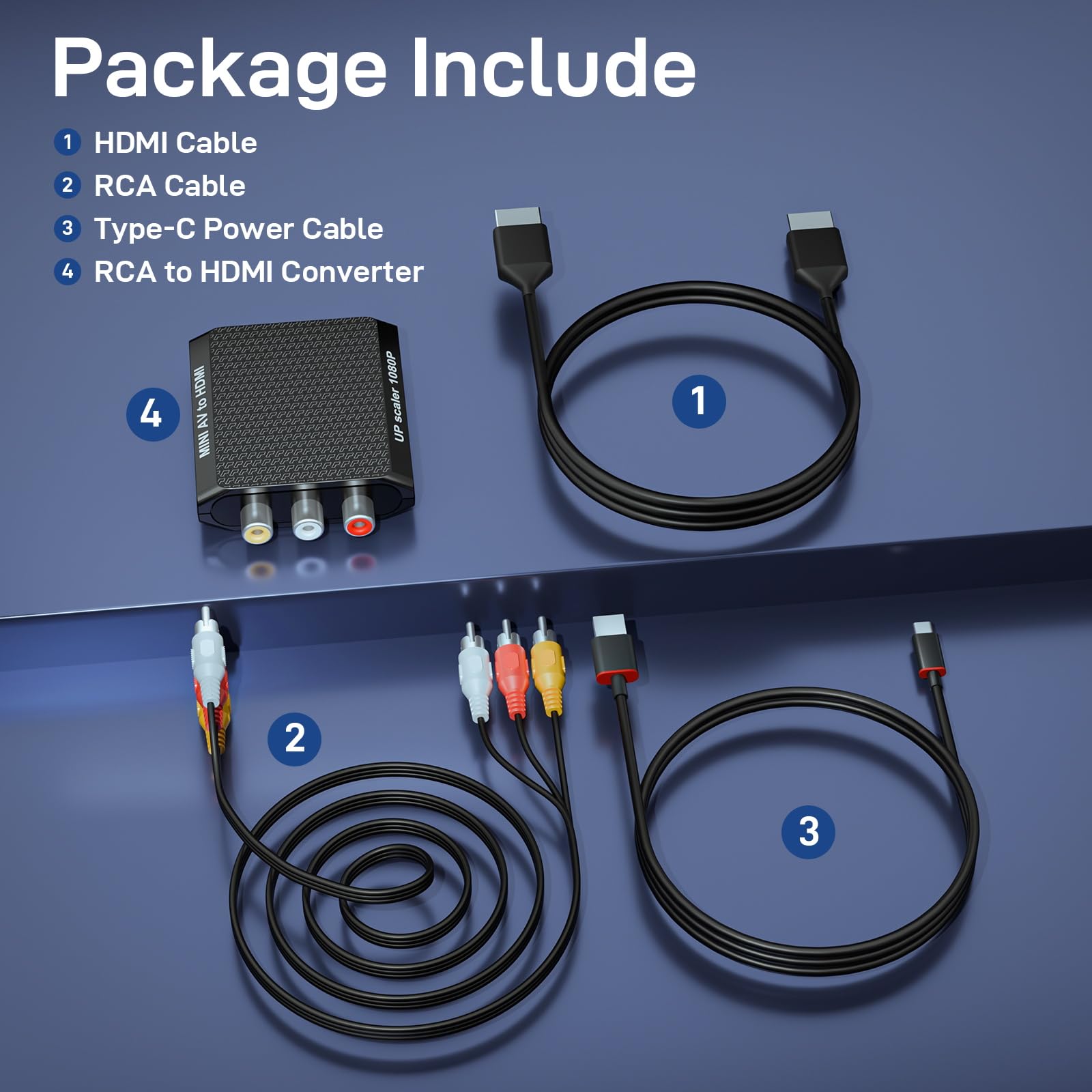 DigitPro RCA to HDMI Converter, 1080P AV to HDMI Converter, Mini Composite CVBS Analog Audio Video Adapter Connector with Cable for VCR/VHS/Xbox/PS3/STB/N64/Wii/TV/PC